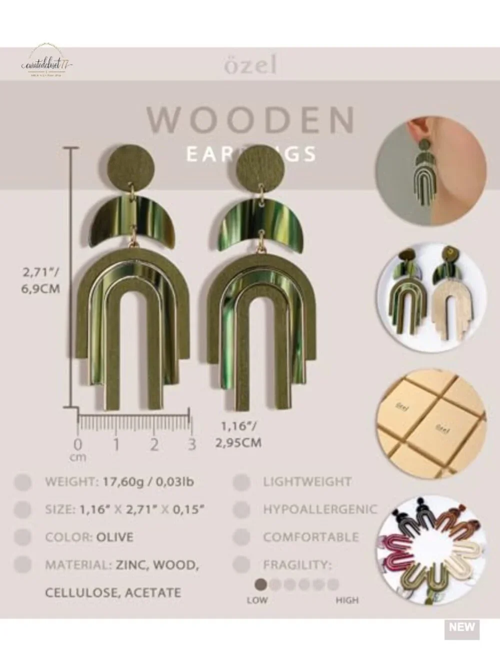 Natural Wooden Acrylic Boho Drop Dangle Earrings Geometric Statement